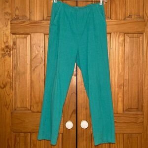 NWOT Boca Bay Vintage 80s Pants Pull On Crinkle Aqua Green Blue Size 12